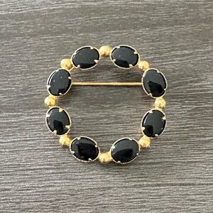 Vintage Bal-Ron 12k G.F. Black Onyx Brooch Pin